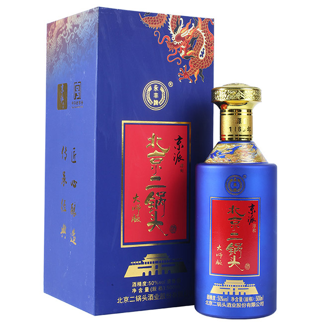 永豐牌北京二鍋頭酒京派淳和藍龍清香型白酒【50°500ml】