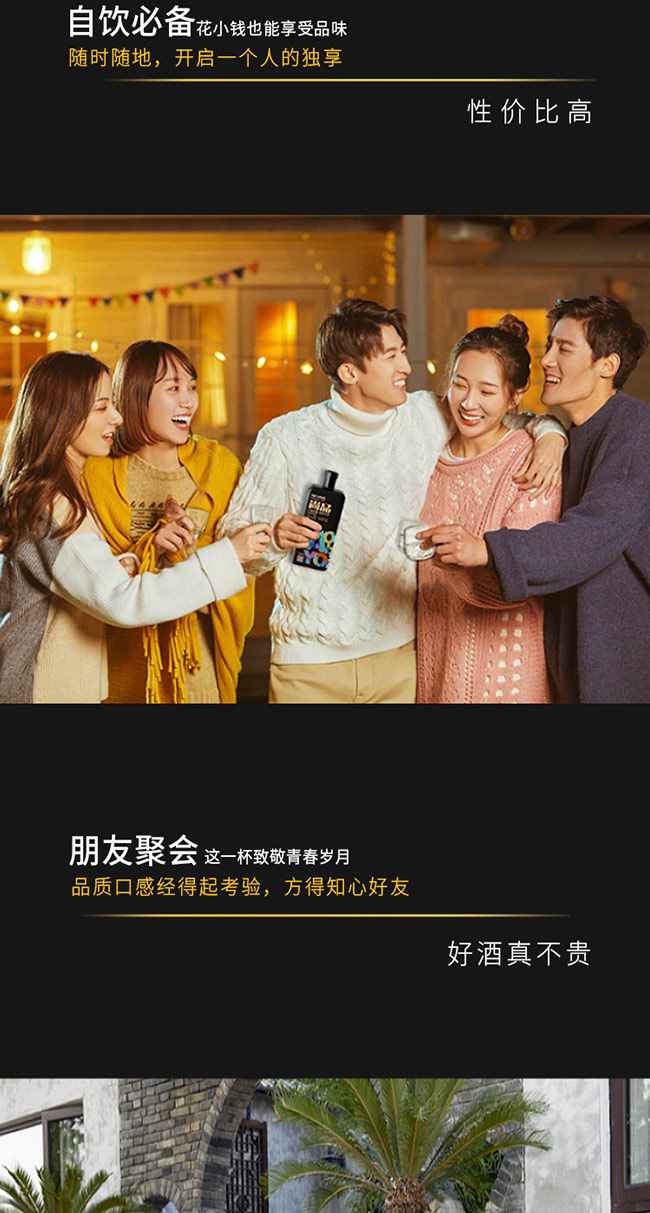 對白青春金尚醉美口糧酒 濃香型白酒【42度 500ml】